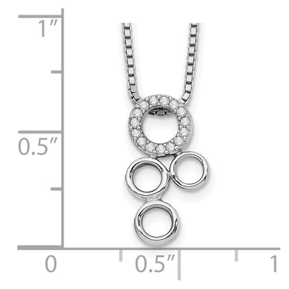 Sterling Silver White Ice Rhodium-Plated 18 Inch Diamond Circles Slide Pendant Necklace With 2 Extender