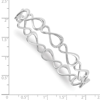 Sterling Silver White Ice Rhodium-Plated Diamond Infinity Symbol Bangle