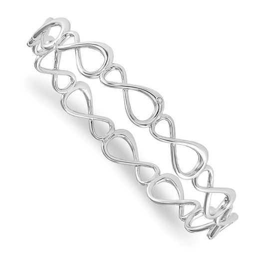 Sterling Silver White Ice Rhodium-Plated Diamond Infinity Symbol Bangle