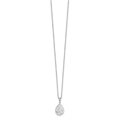 Sterling Silver White Ice Rhodium-Plated 18 Inch Diamond Leaf Pendant Necklace With 2 Extender