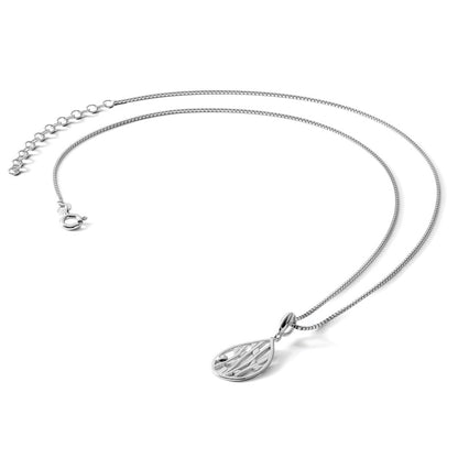 Sterling Silver White Ice Rhodium-Plated 18 Inch Diamond Leaf Pendant Necklace With 2 Extender