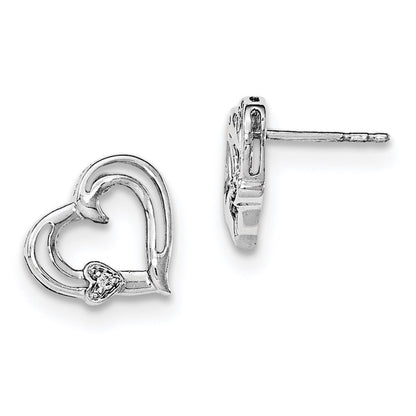 SS White Ice Diamond Heart Earrings