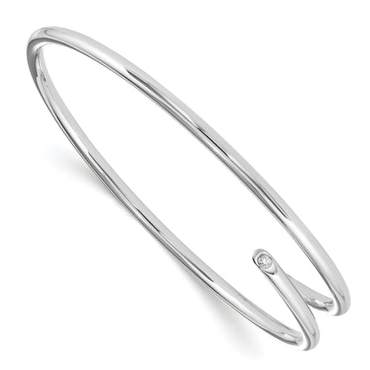 Sterling Silver White Ice Rhodium-Plated Diamond Bangle