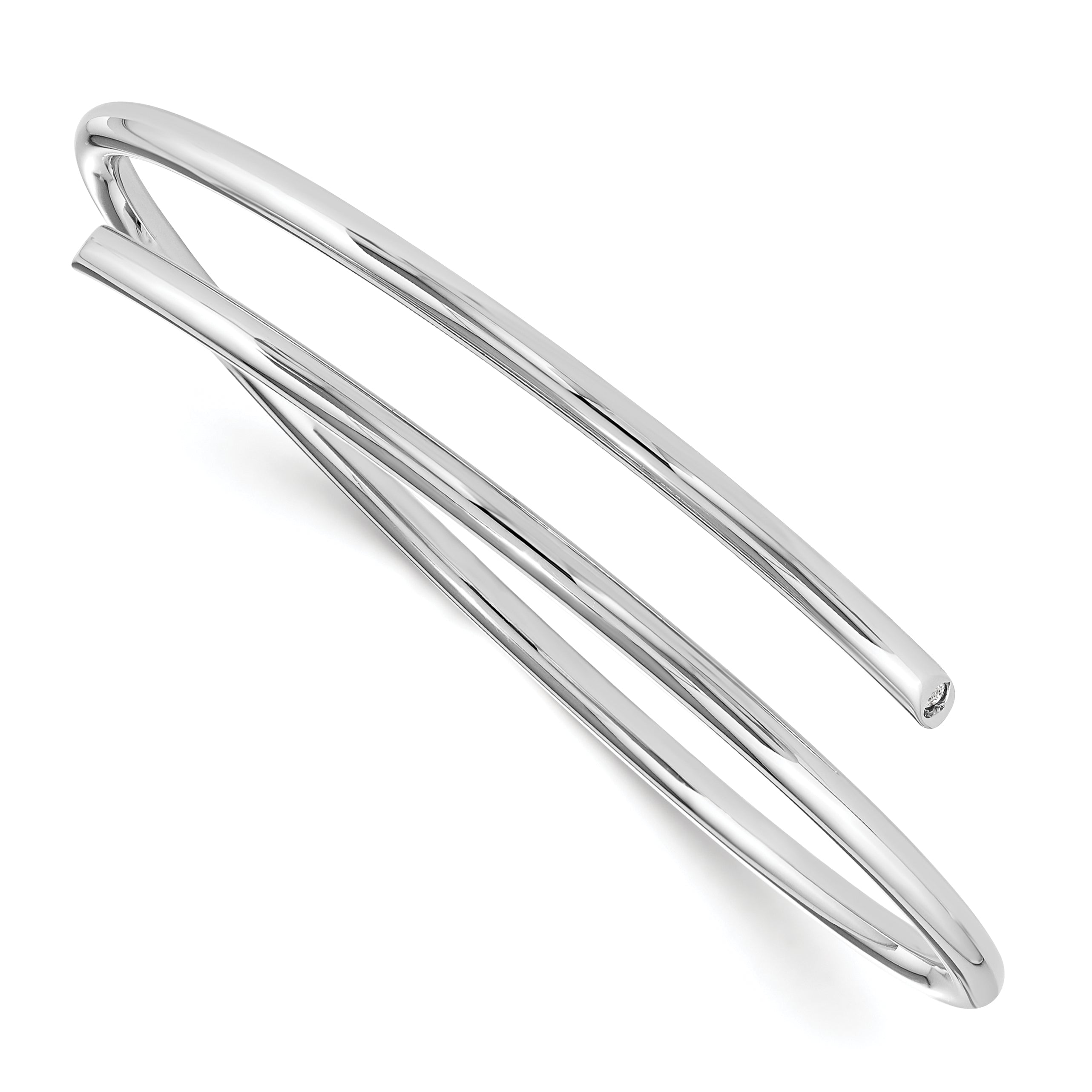 Sterling Silver White Ice Rhodium-Plated Diamond Bangle
