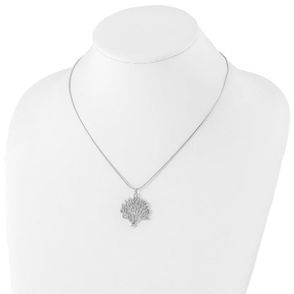Sterling Silver White Ice Rhodium-Plated 18 Inch Diamond Tree Pendant Necklace With 2 Extender