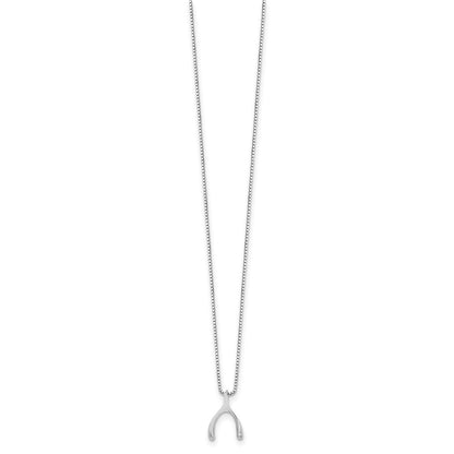 Sterling Silver White Ice Rhodium-Plated 18 Inch Diamond Wishbone Slide Pendant Necklace With 2 Extender