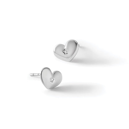 White Ice Sterling Silver Rhodium-plated Diamond Heart Post Earrings