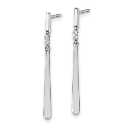 Sterling Silver White Ice Rhodium-Plated Diamond Post Dangle Earrings