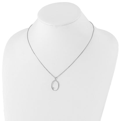 Sterling Silver White Ice Rhodium-Plated 18 Inch Diamond Open Oval Necklace With 2 Extender