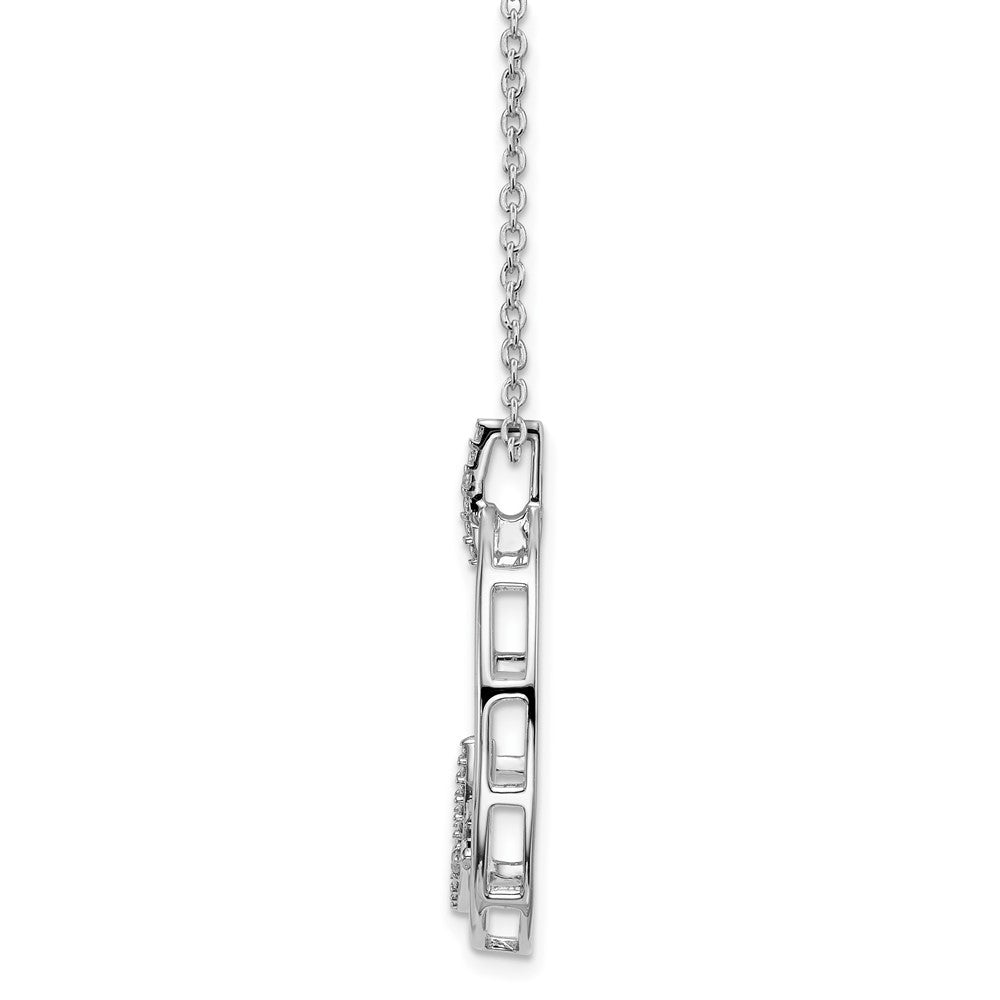 Sterling Silver White Ice Rhodium-Plated 18 Inch Diamond Open Oval Necklace With 2 Extender