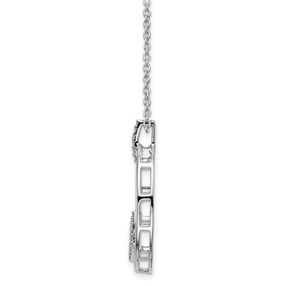 Sterling Silver White Ice Rhodium-Plated 18 Inch Diamond Open Oval Necklace With 2 Extender