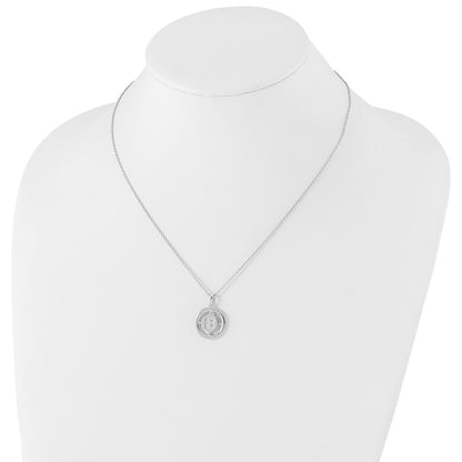 Sterling Silver White Ice Rhodium-Plated 18 Inch Diamond Letter B Initial Necklace With 2 Extender