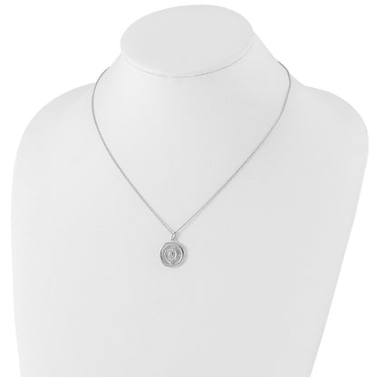 Sterling Silver White Ice Rhodium-Plated 18 Inch Diamond Letter Q Initial Necklace With 2 Extender