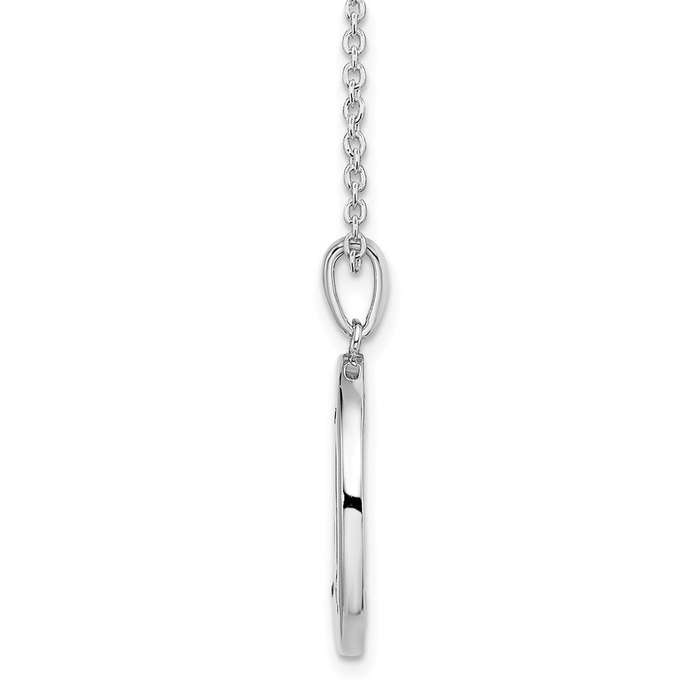 Sterling Silver White Ice Rhodium-Plated 18 Inch Diamond Letter U Initial Necklace With 2 Extender