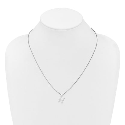 Sterling Silver Rhodium Plated White Ice .03 Diamond Initial H w/2in Ext. Necklace