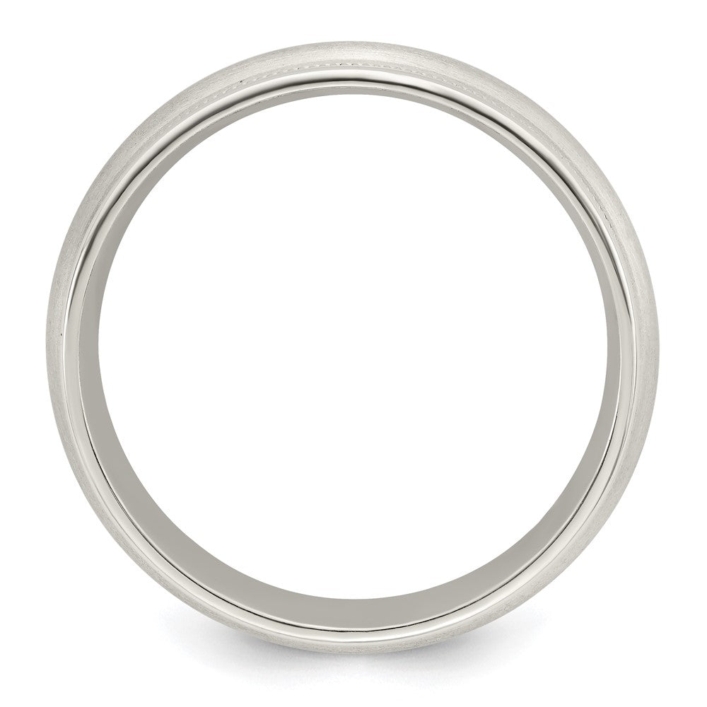 Sterling Silver 7mm Brushed Domed Double Milgrain Fancy Band