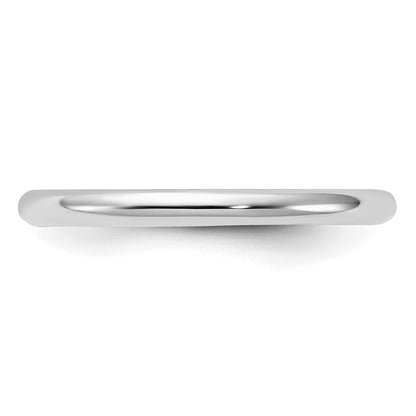 Sterling Silver Rhodium Plated 2mm Half Round Size 6.5 Band
