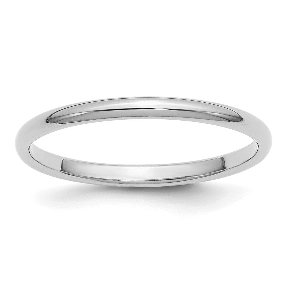 Sterling Silver Rhodium Plated 2mm Half Round Size 6.5 Band