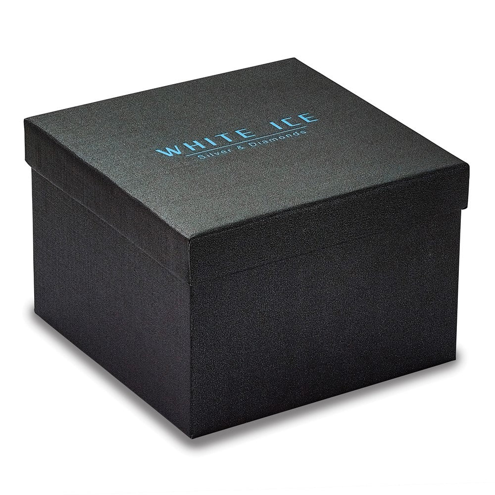 7 Inch White Ice Sterling Silver Rhodium-Plated Diamond Heart Bangle Bracelet