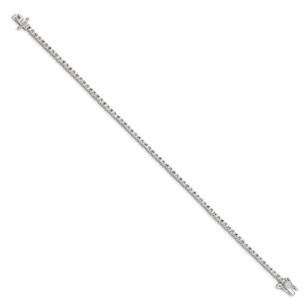 7 Inch Sterling Silver Rhodium-Plated Cz Tennis Bracelet