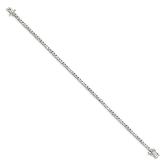 7 Inch Sterling Silver Rhodium-Plated Cz Tennis Bracelet