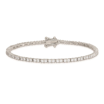 7 Inch Sterling Silver Rhodium-Plated Cz Tennis Bracelet