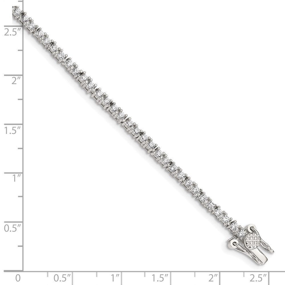 7 Inch Sterling Silver Rhodium-Plated Cz Tennis Bracelet