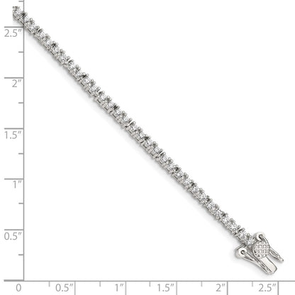 7 Inch Sterling Silver Rhodium-Plated Cz Tennis Bracelet
