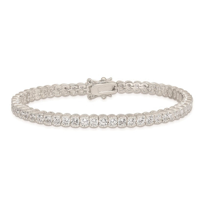 7 Inch Sterling Silver Rhodium-Plated Cz Tennis Bracelet