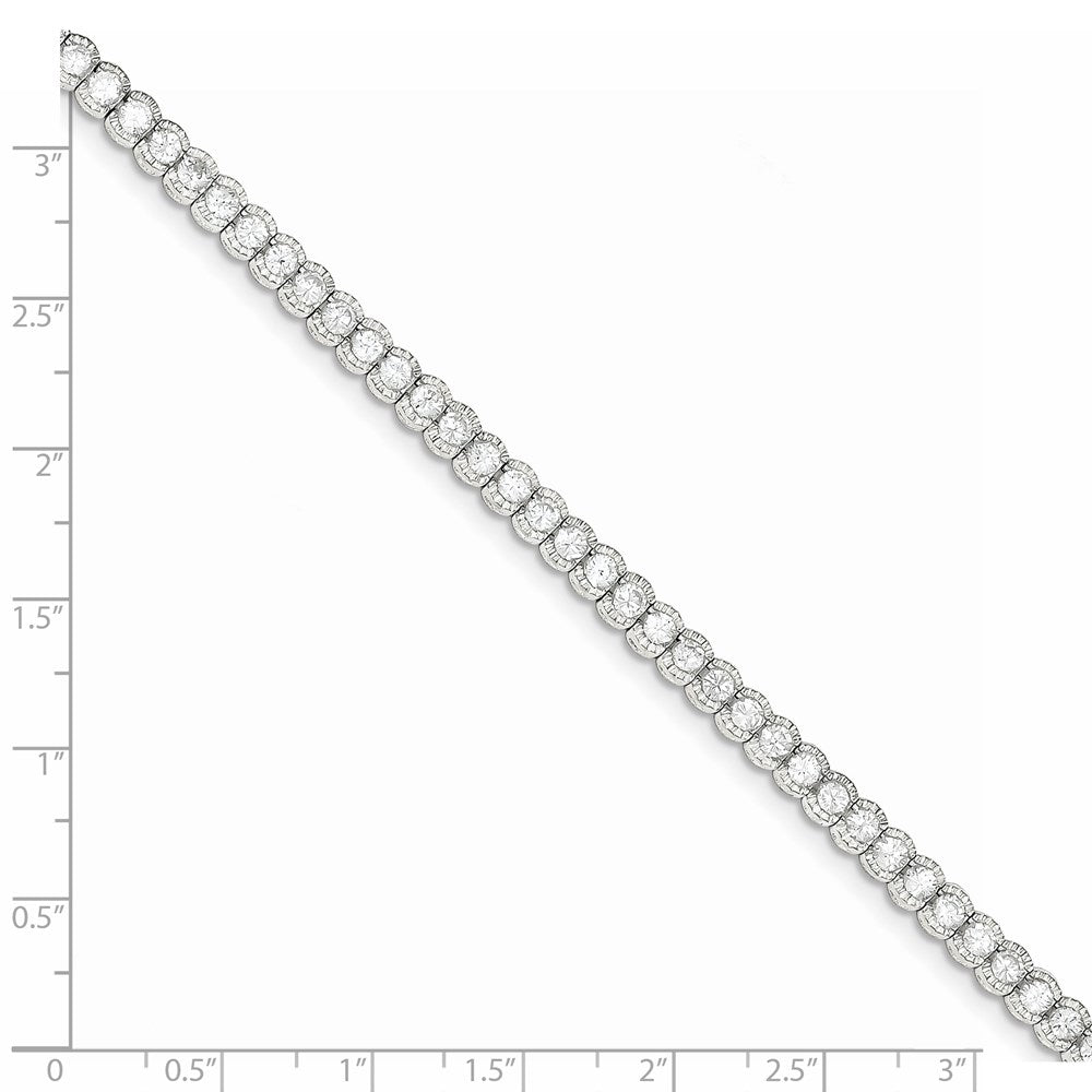 7 Inch Sterling Silver Rhodium-Plated Cz Tennis Bracelet