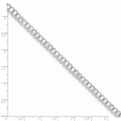 7 Inch Sterling Silver Rhodium-Plated Cz Tennis Bracelet