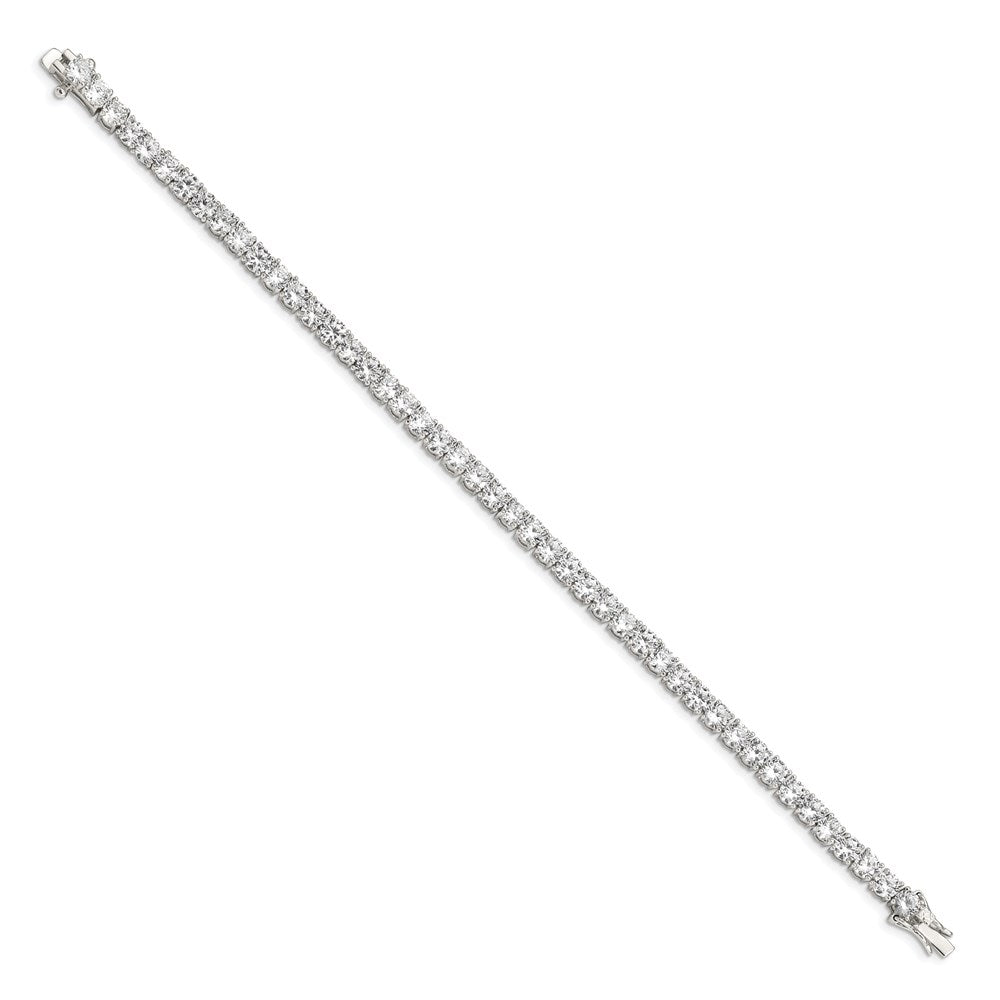 7 Inch Sterling Silver Rhodium-Plated Cz Tennis Bracelet