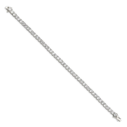 7 Inch Sterling Silver Rhodium-Plated Cz Tennis Bracelet