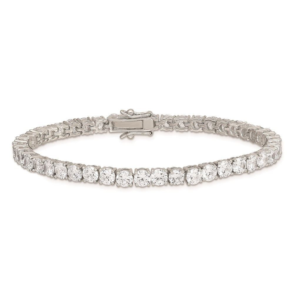 7 Inch Sterling Silver Rhodium-Plated Cz Tennis Bracelet