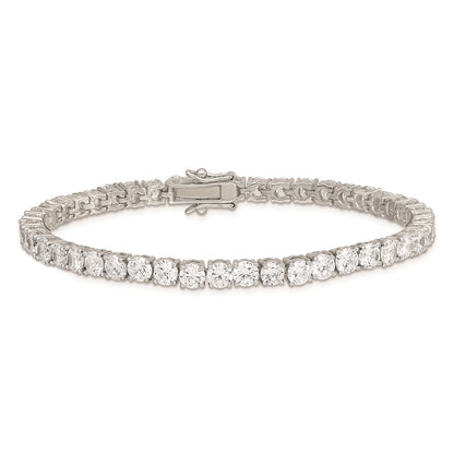 7 Inch Sterling Silver Rhodium-Plated Cz Tennis Bracelet