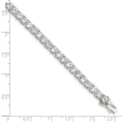 7 Inch Sterling Silver Rhodium-Plated Cz Tennis Bracelet