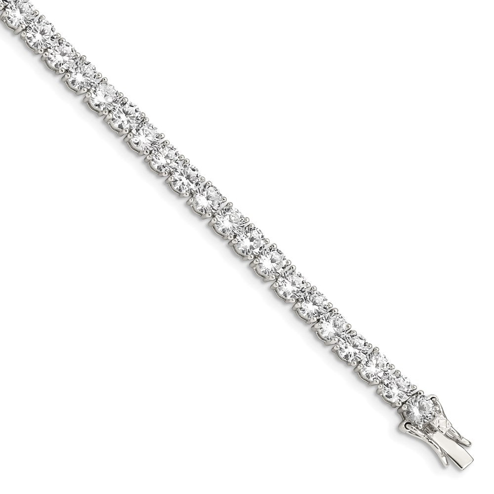 7 Inch Sterling Silver Rhodium-Plated Cz Tennis Bracelet