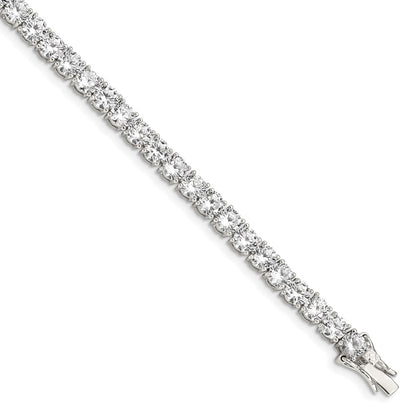 7 Inch Sterling Silver Rhodium-Plated Cz Tennis Bracelet