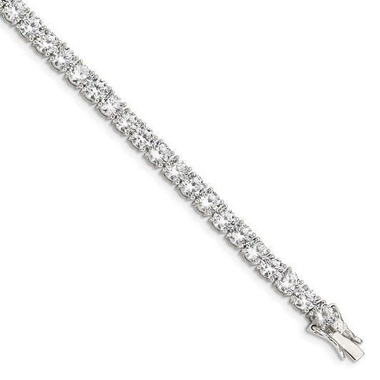 7 Inch Sterling Silver Rhodium-Plated Cz Tennis Bracelet