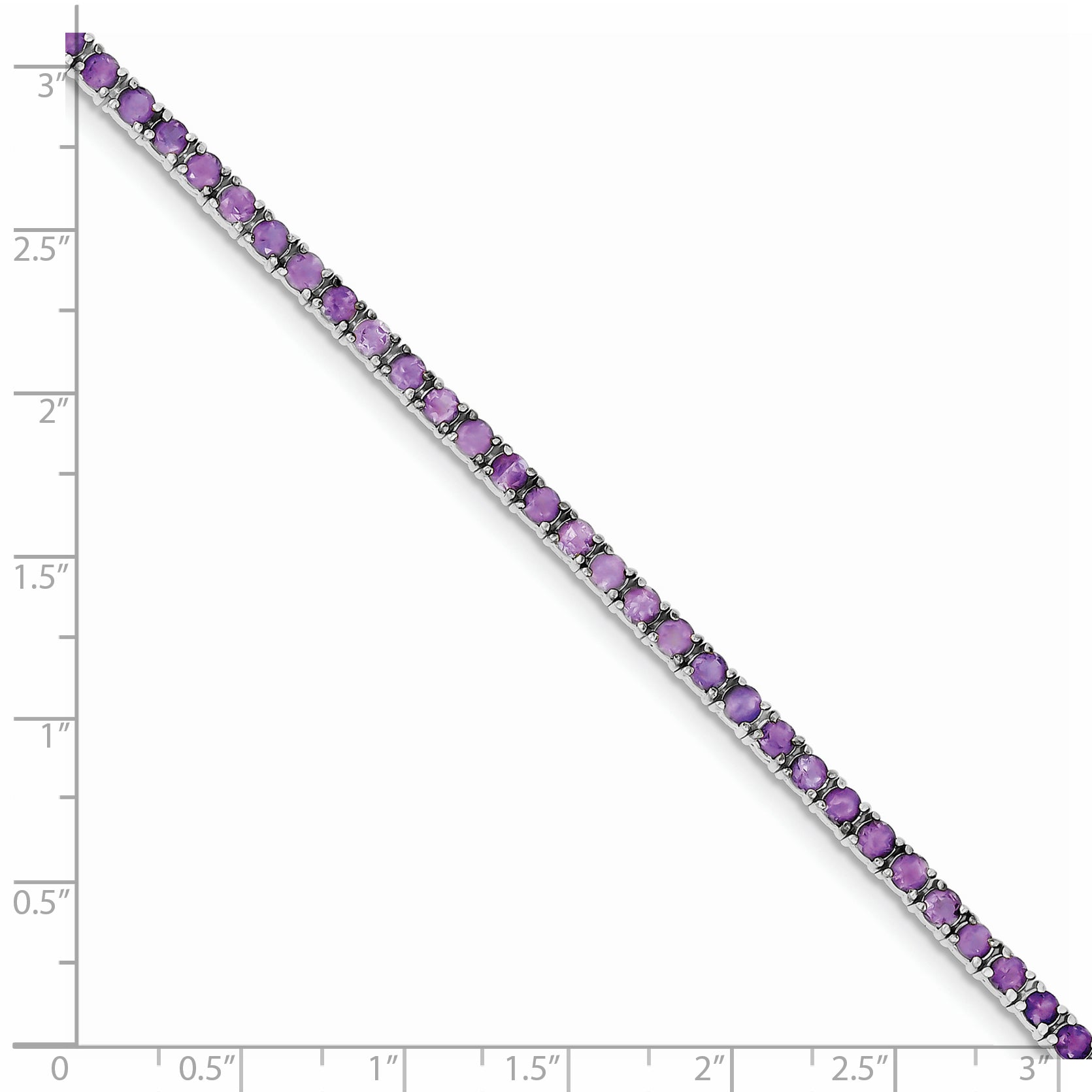 7 Inch Sterling Silver Rhodium-Plated Amethyst Bracelet
