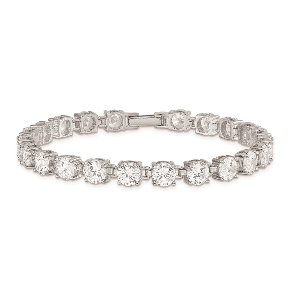 7 Inch Sterling Silver Rhodium-Plated Cz Tennis Bracelet