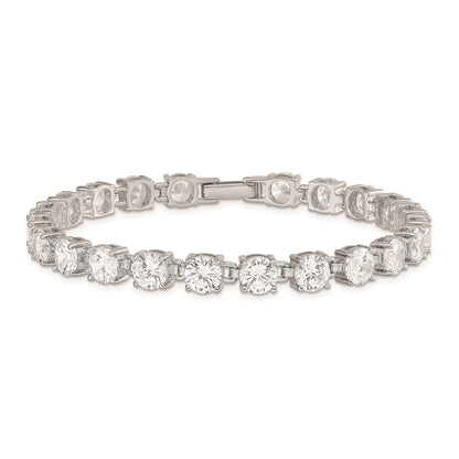 7 Inch Sterling Silver Rhodium-Plated Cz Tennis Bracelet