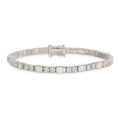 7 Inch Sterling Silver Rhodium-Plated Cz Tennis Bracelet