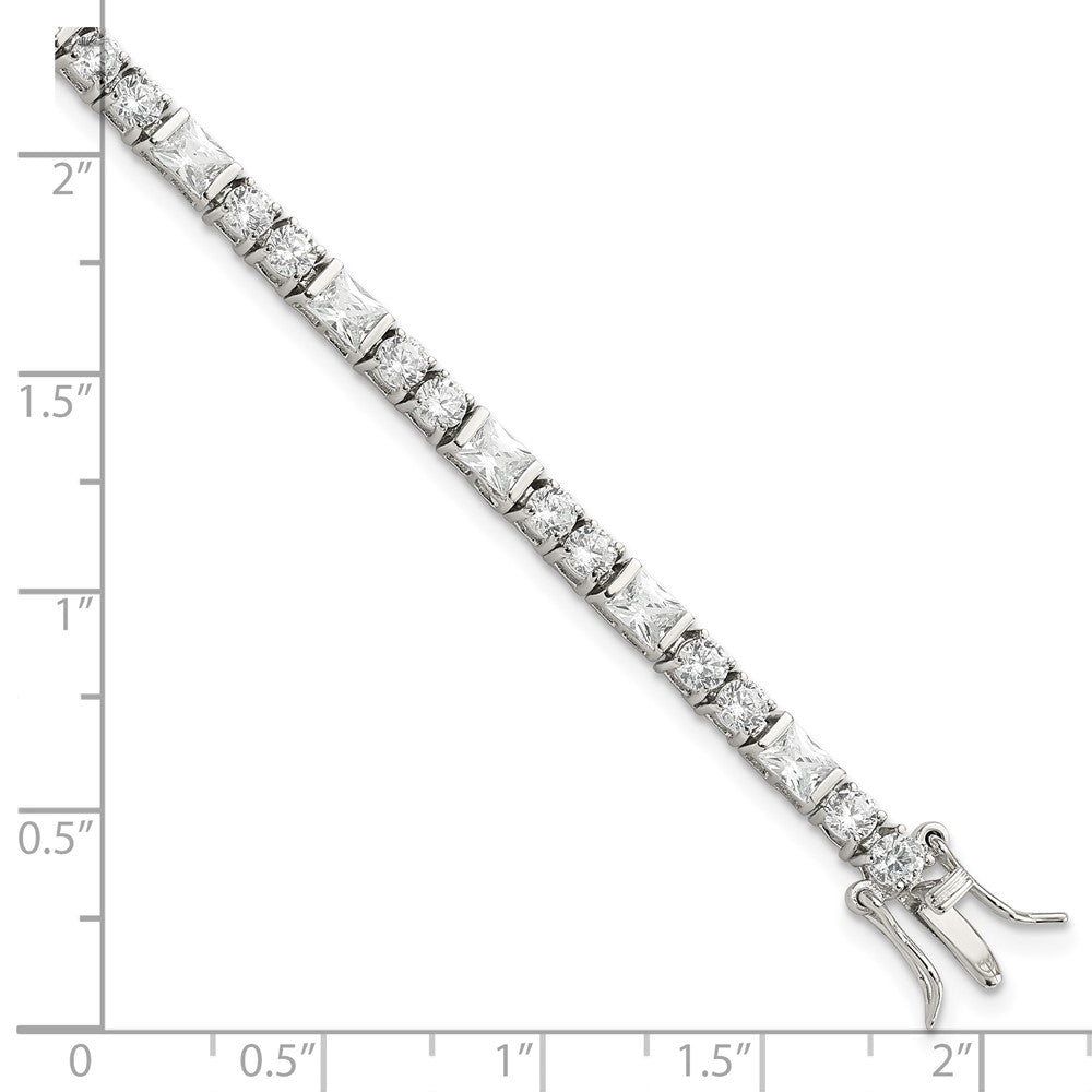 7 Inch Sterling Silver Rhodium-Plated Cz Tennis Bracelet