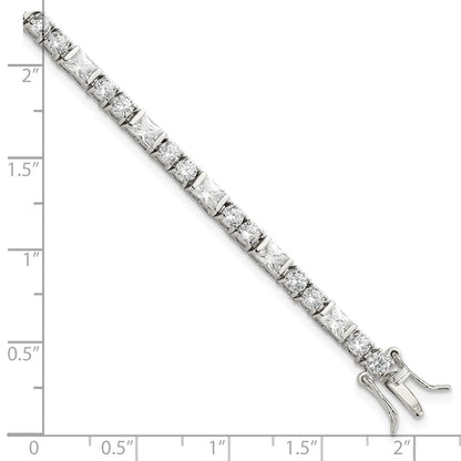 7 Inch Sterling Silver Rhodium-Plated Cz Tennis Bracelet