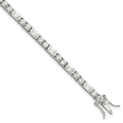 7 Inch Sterling Silver Rhodium-Plated Cz Tennis Bracelet