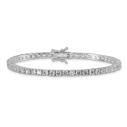 7 Inch Sterling Silver Rhodium-Plated Cz Tennis Bracelet