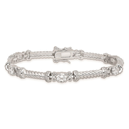 7 Inch Sterling Silver Rhodium-Plated Cz Bracelet