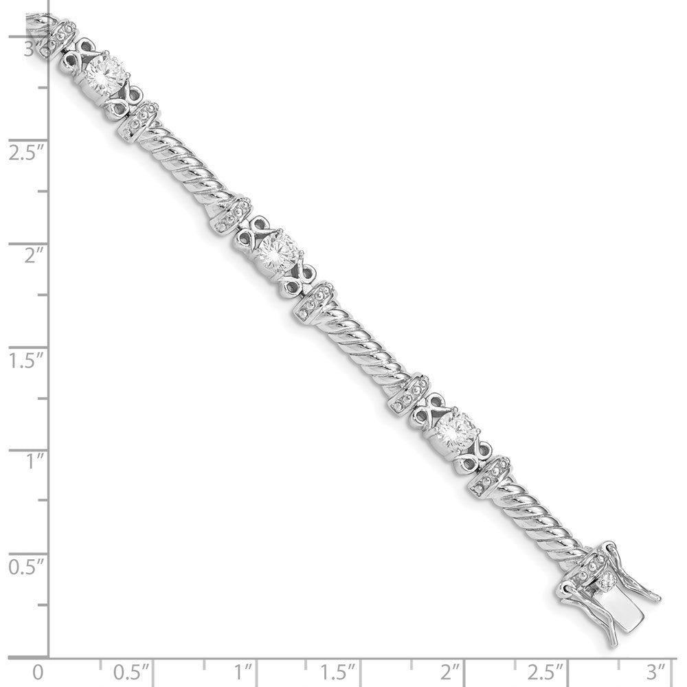 7 Inch Sterling Silver Rhodium-Plated Cz Bracelet