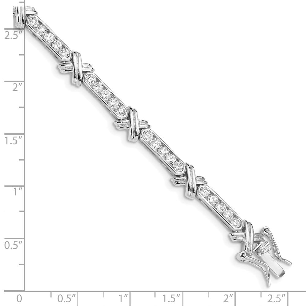 7 Inch Sterling Silver Rhodium-Plated Cz -X- Bracelet